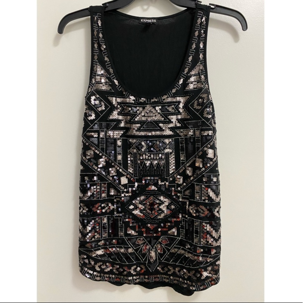 Express Silver Sequin Tank Top Size M